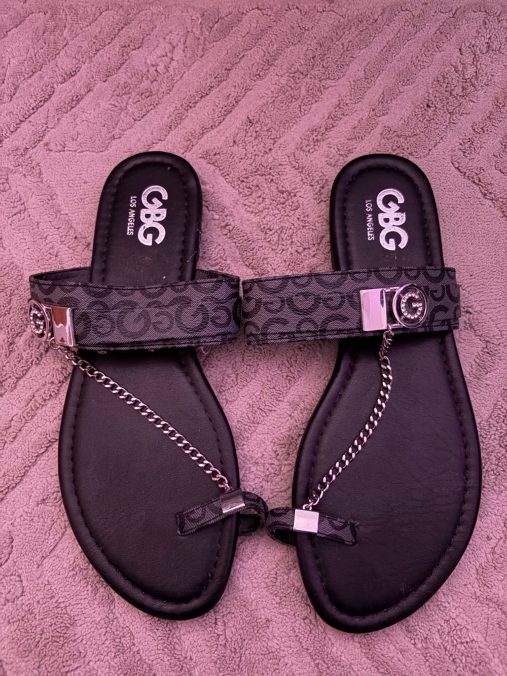 G by Guess Black/Purple Slide Sandal Insole - Size 8M